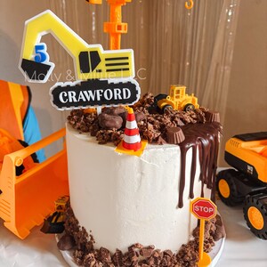 Personalized Layered Acrylic Cake Topper | Construction Birthday Party | Dig It Party Theme | Boys Celebration  | Excavator Truck|Smash Cake