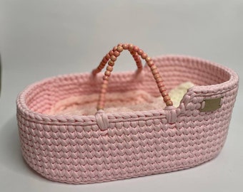 SALE !!! Doll basket, cradle for a doll, doll bassinet for gift,  doll crib, carrier for doll, toy furniture. Shipping from Europe