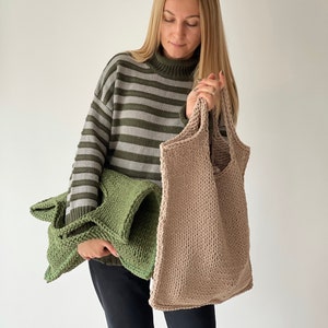 Boho style bag. Stylish and fashionable knitted bag for a modern woman or girl. Handmade shopper. Walking bag in gift. image 3