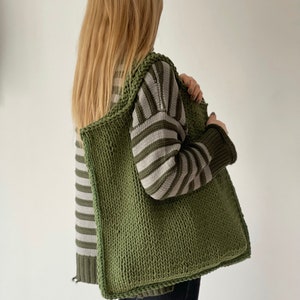 Boho style bag. Stylish and fashionable knitted bag for a modern woman or girl. Handmade shopper. Walking bag in gift. image 7