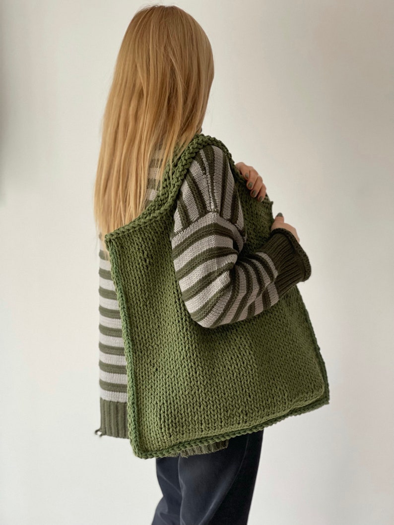 Boho style bag. Stylish and fashionable knitted bag for a modern woman or girl. Handmade shopper. Walking bag in gift. image 7