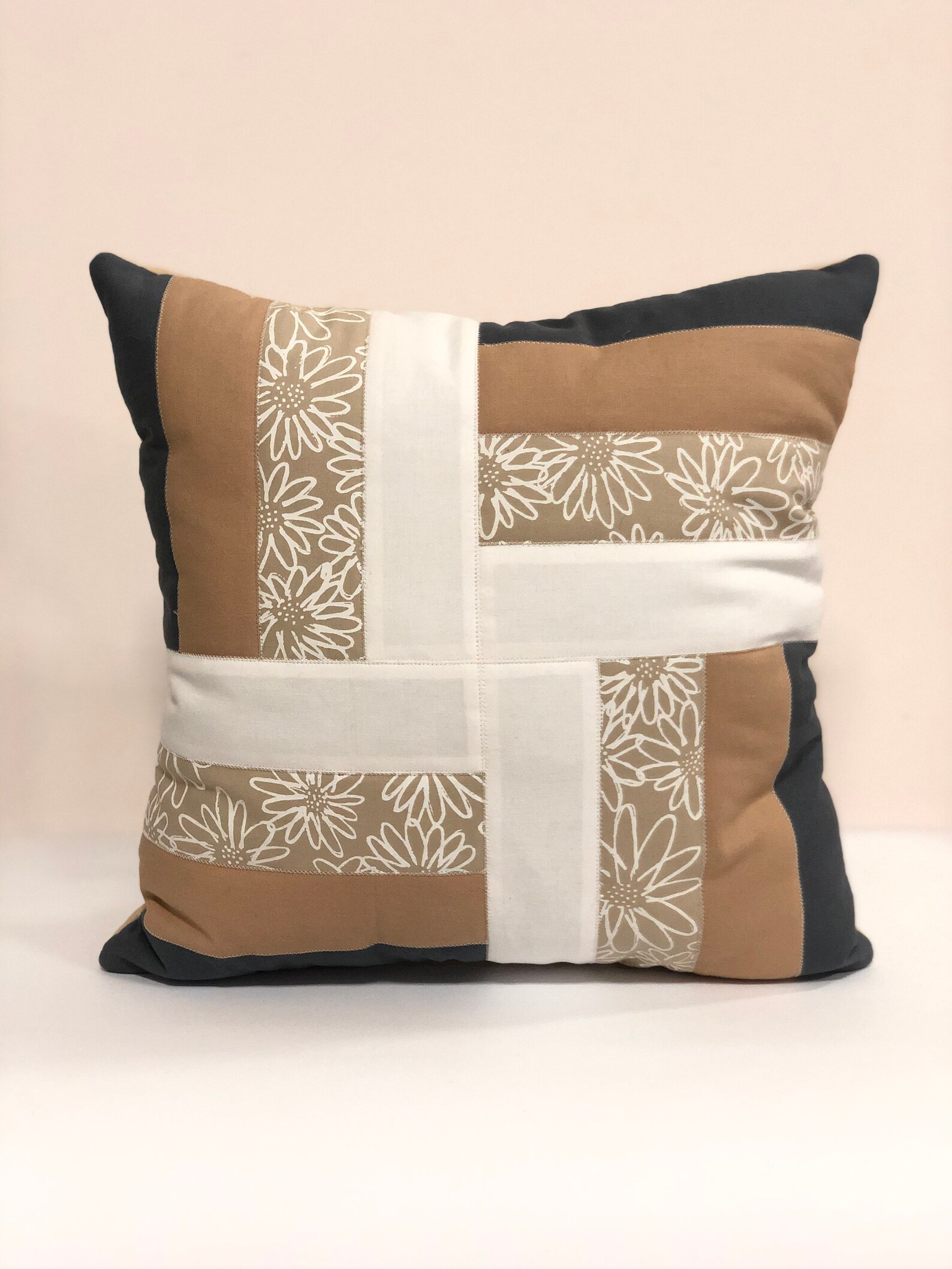Set of four geometric brown and gray pillows of different Etsy