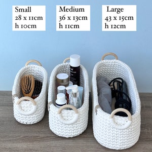 Knitted long storage basket. Bathroom Storage. Organizer for cosmetics. Home decor. Housewarming gift.Living room storage.Toiletries basket zdjęcie 2