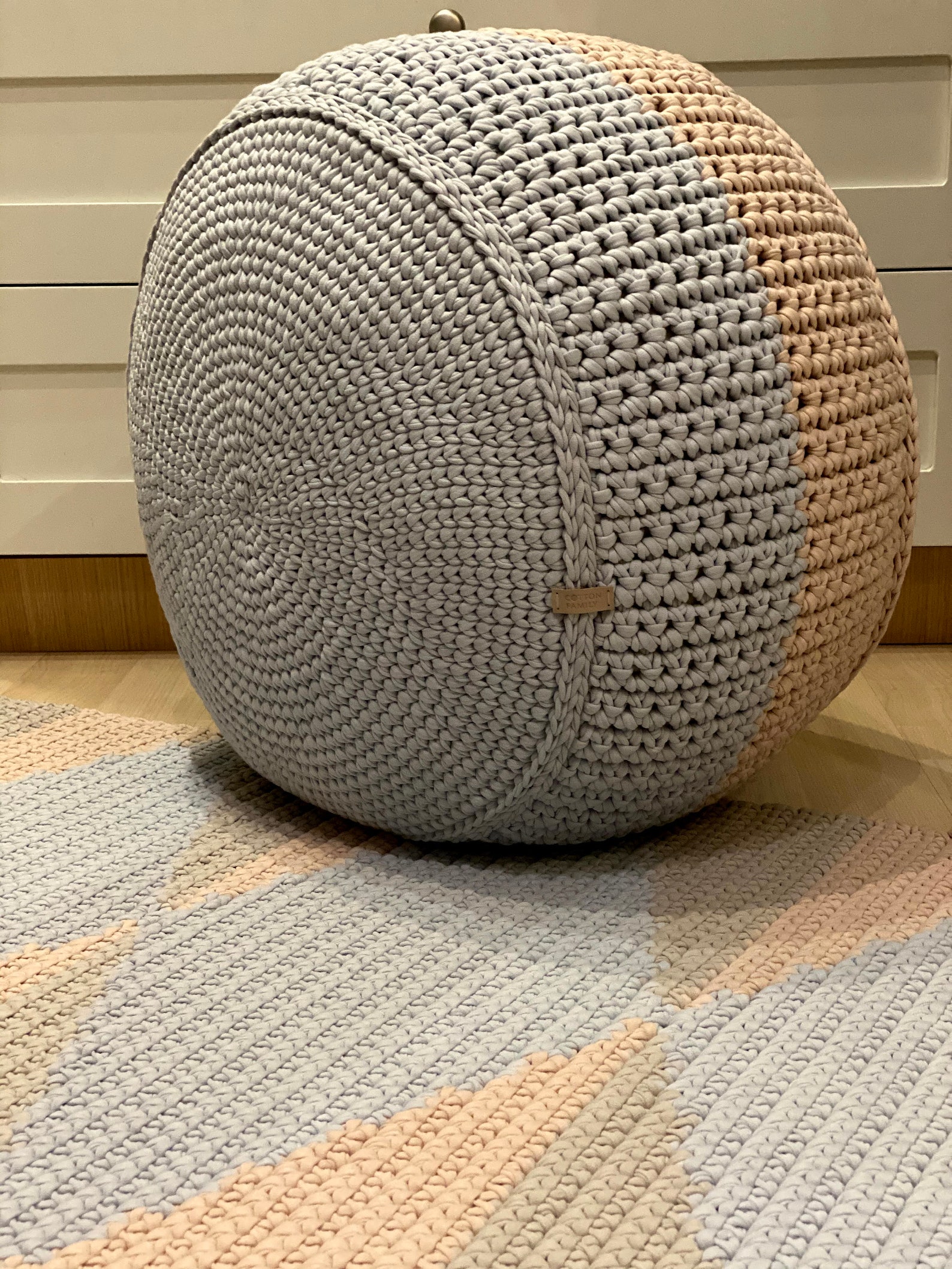 Round Ottoman Cotton Knitted Ottoman Soft Stylish Trendy Seat Etsy