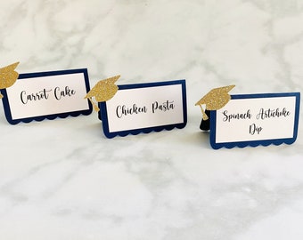 Graduation Food Labels, Navy Blue and Gold, Candy Food Labels, Buffet Food Labels, Tent Cards, Place Cards, Class of 2024, Graduation Party