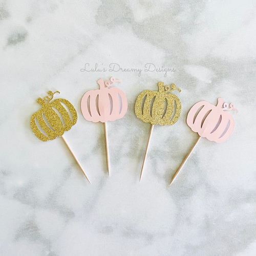 Pink and Gold Little Pumpkin Cupcake Toppers Our Little Etsy