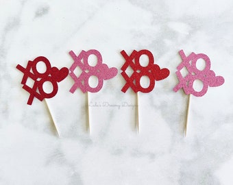 Valentine's Day Cupcake Toppers, XOXO Cupcake Toppers, Galentines Party Decor, Little Sweetheart, Valentine's Day Birthday Party, Food Picks