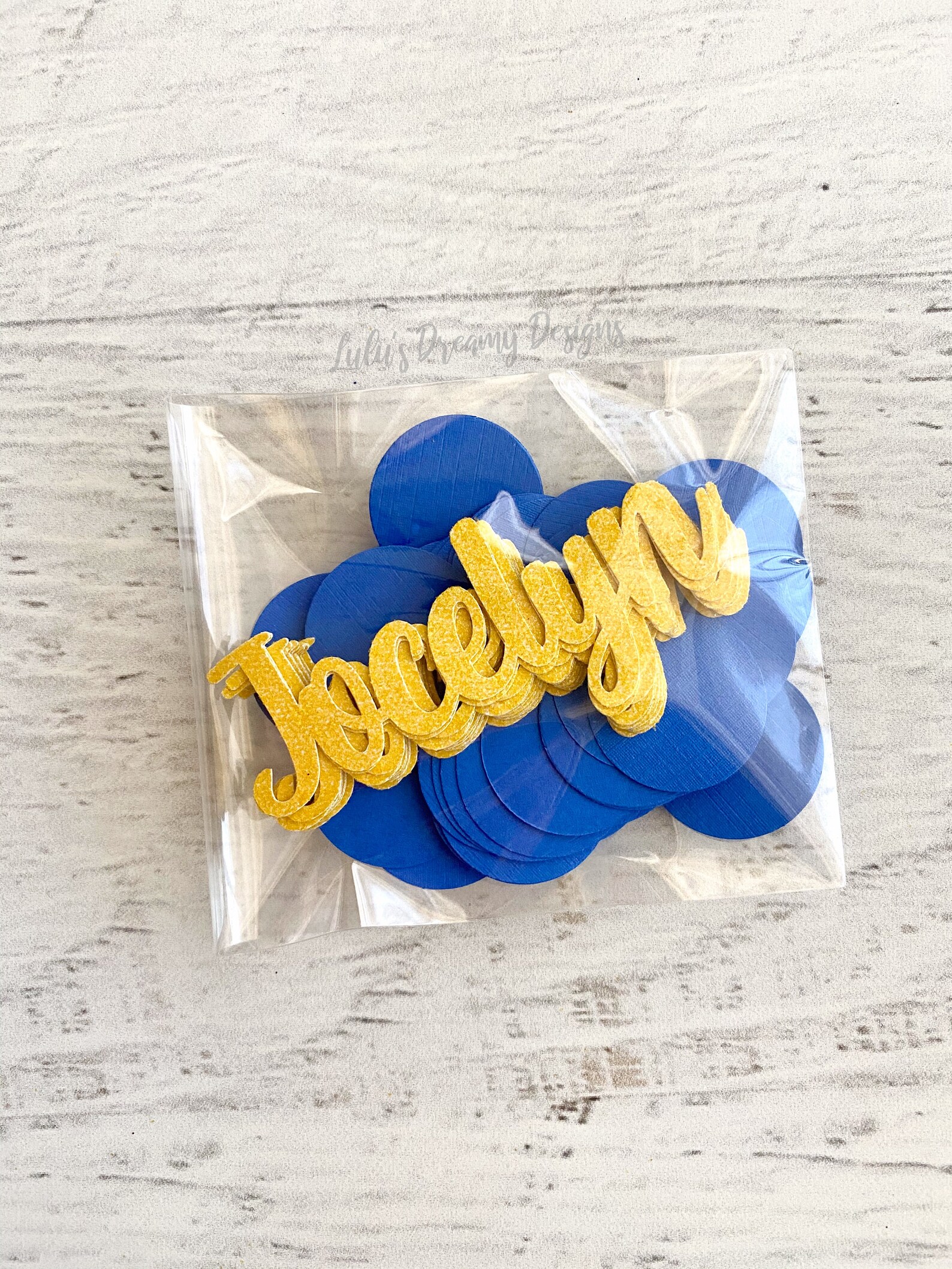 Royal Blue and Yellow Glitter Personalized Confetti. Name Etsy