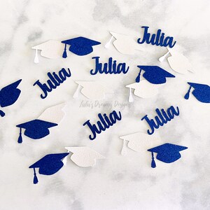 Navy Blue and White Glitter Personalized Confetti. Name Confetti. Graduation Party Decor. Class of 2024 Decor. Virtual Graduation Party.