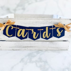 Cards Banner, Navy Blue and Gold, Graduation Cards Banner, Small Cards Sign, Graduation Banner, Class of 2024, Graduation Party Decorations