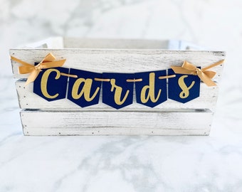 Cards Banner, Navy Blue and Gold, Graduation Cards Banner, Small Cards Sign, Graduation Banner, Class of 2024, Graduation Party Decorations
