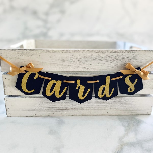 Cards Banner, Black and Gold, Graduation Cards Banner, Small Cards Sign, Graduation Banner, Class of 2024, Graduation Party Decorations