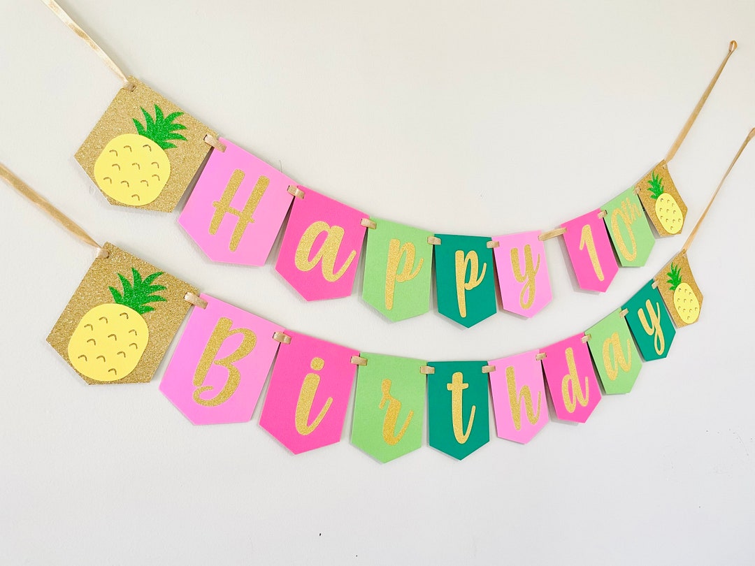Tropical Happy Birthday Banner Personalized Banner Flamingo - Etsy