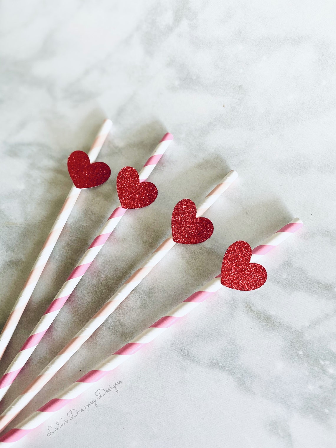 Heart Straws Light Pink Bright Pink and Red Glitter Straws Etsy