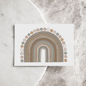 Greeting Card | Blue Dotted Rainbow Gift Card | Minimalist Birthday Card | Modern Card | Blank Inside | A6 size | Card | Generic Card | Kids