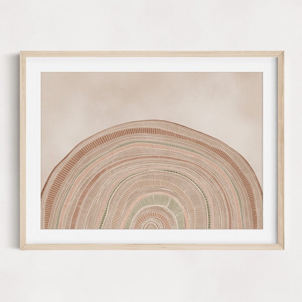 Earth | Wall Art Prints | Contemporary Poster | Coastal Wall Decor | Line Art poster | Detailed lines | Beige layers | Earth Tones | Modern