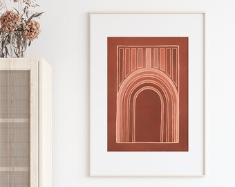 Burnt Orange Boho Arch Art Print | Contemporary Wall Decor