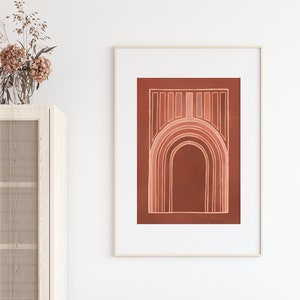 Harma Glow Art Print | Contemporary Boho Wall Decor |Modern Wall Art | Contemporary Print | Warm Burnt Orange and Terracotta Tones