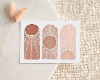 Greeting Card | Arched Sun Cycle | Pink | Birthday Card| Modern Neutral | Birthday Card | Blank Inside | A6 size| Card & Envelope