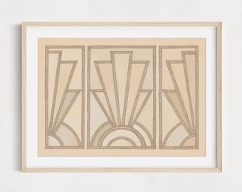 Coastal Deco Art Print | Boho Wall Decor | Art Deco Wall Art | Modern Print | Beige | Earth Tones | Detailed Illustration | Tan Tones