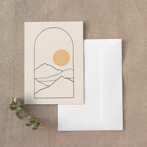 Greeting Card | Mountain Range Gift Card | Minimalist Birthday Card | Modern Card | Blank Inside | A6 size | Card | Generic Card