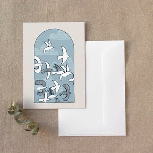 Greeting Card | Modern Card | Abstract Birthday Card | Blank Inside | A6 size | Seagulls| Card and Envelope