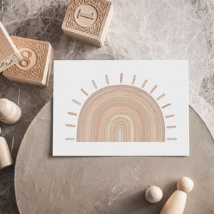 Tarjeta de felicitación Sun / Pink Sun Card / Tarjeta de cumpleaños para niñas / Tarjeta neutral moderna / Tarjeta de cumpleaños / Interior en blanco / Tamaño A6 / Tarjeta y sobre