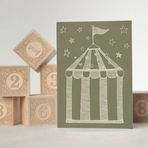 Circus tent Greeting Card | Modern Boho Gift Card | Birthday Card | Modern Card | Blank Inside | A6 size | green | Generic Card