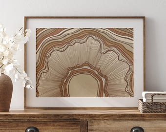 Earthen Ripples Abstract Art Print | Nature Inspired Wall Art | Tree Rings | Modern Home Decor | Earthy Colours