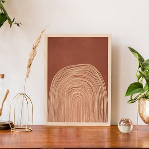 Rayos del desierto / Impresión de arte moderno / Decoración de pared abstracta / Ilustración detallada de arcoíris / Tonos naranja quemado