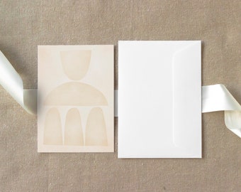 Greeting Card | Mid-century Modern | Birthday Card | Blank Inside | A6 size | Abstract | Beige | Card and Envelope