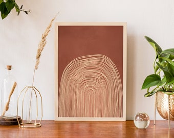 Desert Rays | Modern Art Print | Abstract Wall Decor | Detailed Rainbow Illustration | Burnt Orange Tones