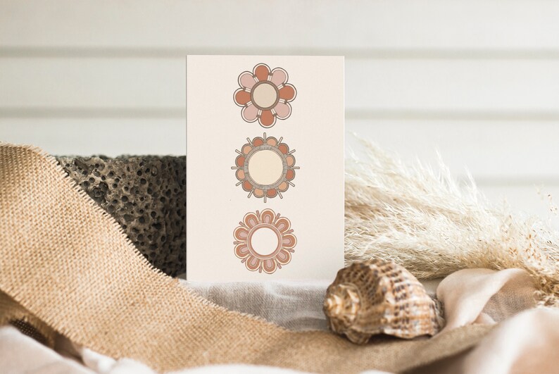 Flower Greeting Card Floral Gift Card Minimalist Girls Birthday Card Modern Boho Card Blank Inside A6 size Generic Card Kids image 4