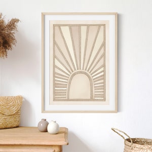 Rayttan Beige Print | Boho Wall Art | Sunrise Art Print | Modern Earthy ...