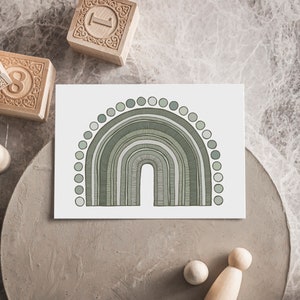 Greeting Card | Sage Dotted Rainbow Gift Card | Minimalist Birthday Card | Modern Card | Blank Inside | A6 size | Card | Green Generic Card