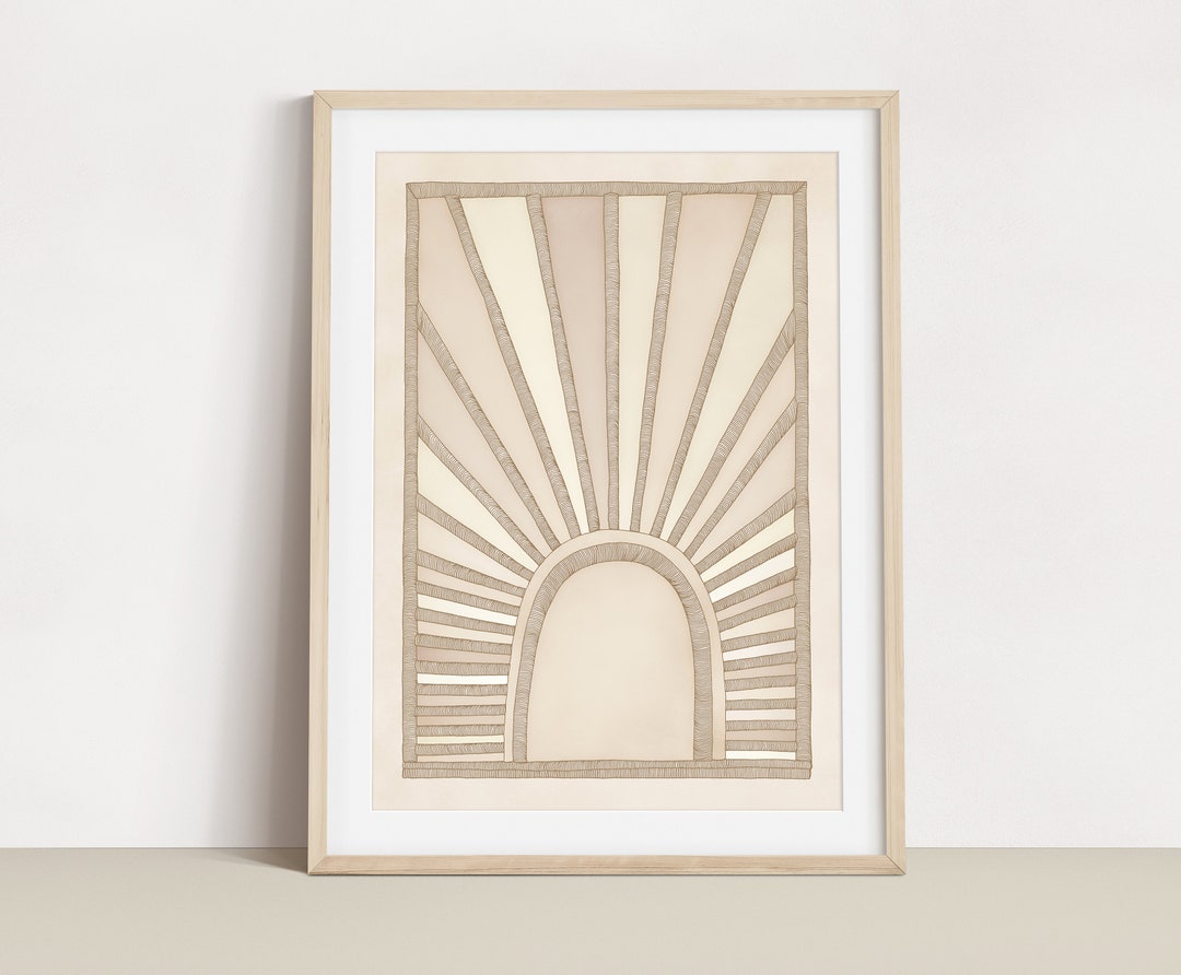 Rayttan Beige Print | Boho Wall Art | Sunrise Art Print | Modern Earthy ...