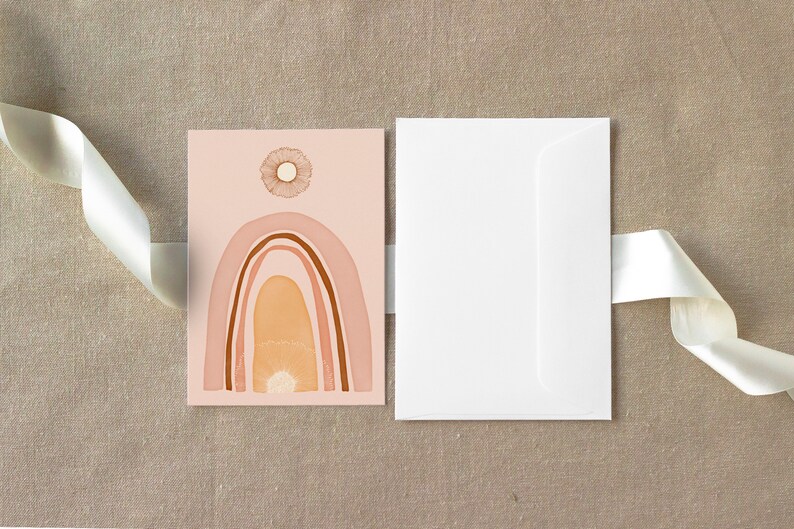 Greeting Card Gender Neutral Card Rainbow gift card Baby Shower Birthday Card Blank Inside A6 size Pink Card and Envelope image 5