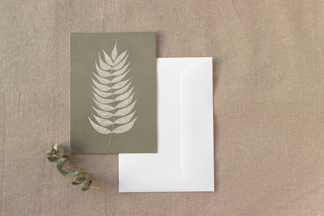 Greeting Card Detailed Leaf Gift Card Birthday Card Etsy