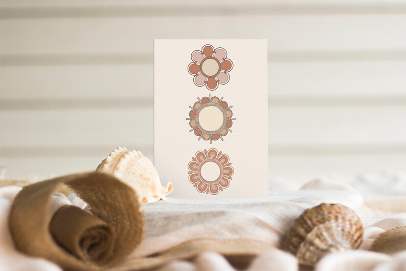 Flower Greeting Card Floral Gift Card Minimalist Girls Birthday Card Modern Boho Card Blank Inside A6 size Generic Card Kids image 2