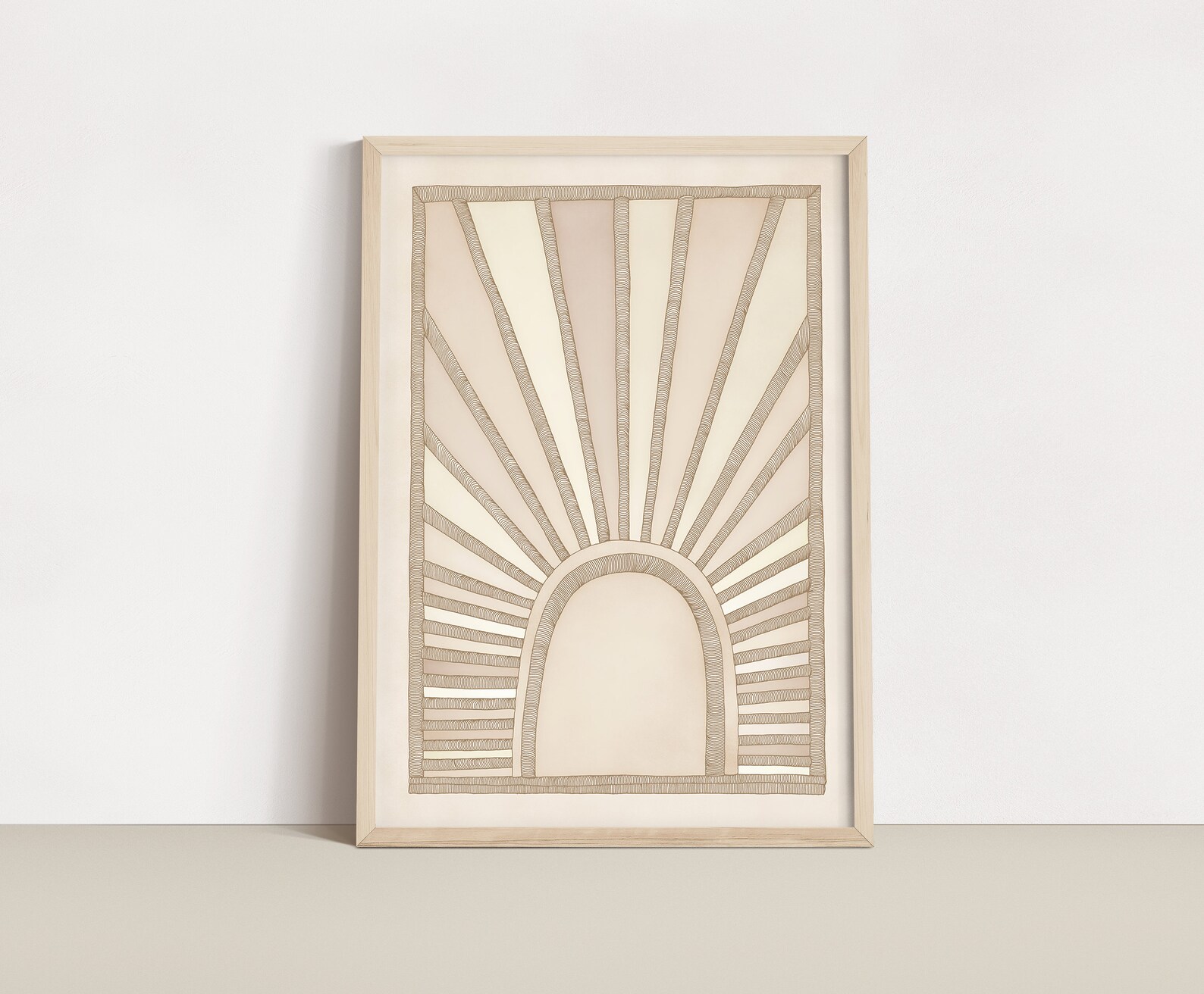Rayttan Beige Print | Boho Wall Art | Sunrise Art Print | Modern Earthy ...