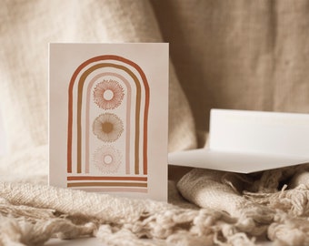 Greeting Card | Girls Card | Rainbow Card | Modern Neutral Card | Birthday Card | Blank Inside | A6 size | Terracotta| Card and Envelope