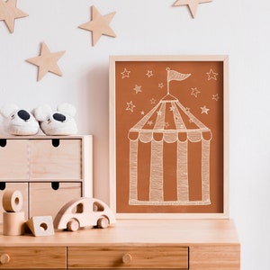 Circus Texture | Terracotta Nursery Art Print | Playroom Poster | Whimsical Art | Contemporary Wall Decor | Boho Scandi | Modern Art