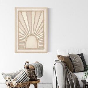 Rayttan Beige Print | Boho Wall Art | Sunrise Art Print | Modern Earthy ...