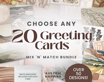 Greeting Card Set | Botanical Art, Mix & Match, 20 Pack