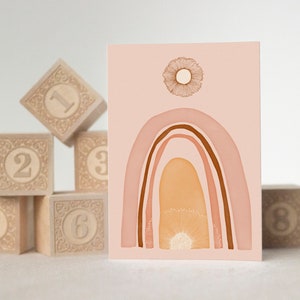 Karta okolicznościowa | Karta neutralna pod względem płci | Karta podarunkowa tęczowa | Baby Shower | Karta urodzinowa | Pusta w środku | Format A6 | Różowa | Karta i koperta