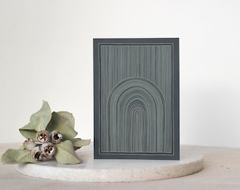 Greeting Card | Modern Boho Design | Birthday Card | Blank Inside | A6 size | rainbow arch | Blues | Card and Envelope