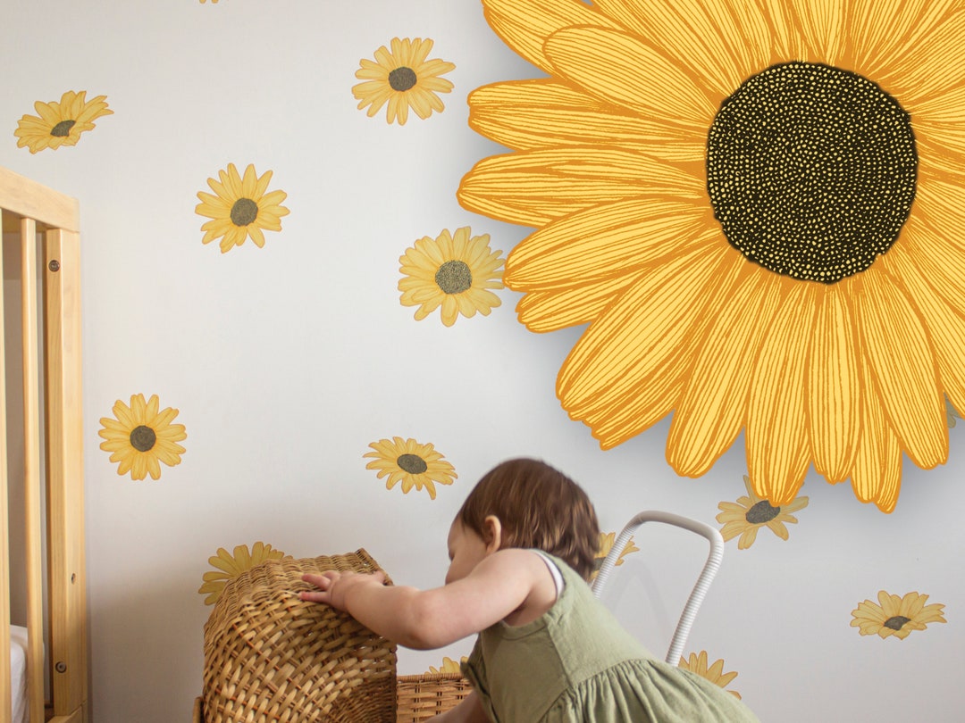Yellow Daisy Decals Floral Wall Decals sunflower Sticker - Etsy