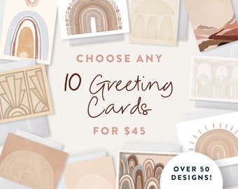 Greeting Card Bundle | Discount Card Pack | Choose 10 Cards | Bulk Gift Cards | Modern Trendy Cards | Blank inside | Write own message