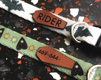 Coffin Leather Patch Upgrade for Cat and Extra Small Dog Collars Only (Please Read)