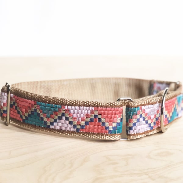 Kleurrijke halsband, unieke halsband, tribale halsband, girly halsband, kleurrijke martingaal, vrouwelijke halsband, felle martingaal, schattige hond
